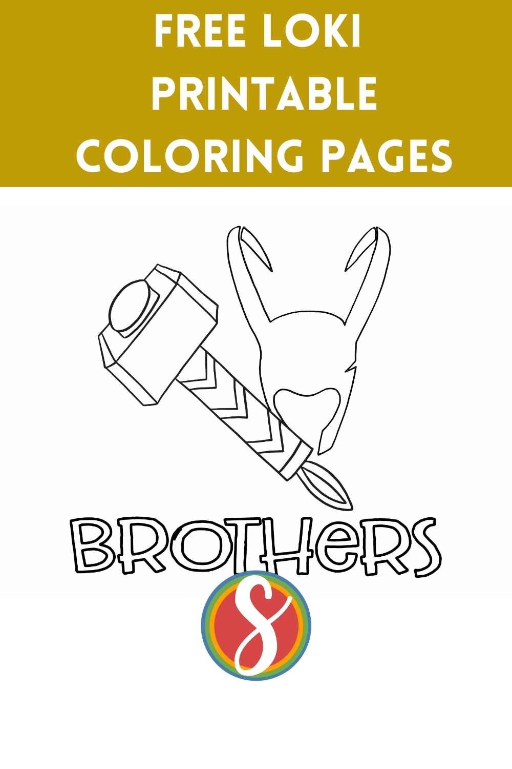 Brothers - Thor &amp; Loki Symbols - free printable Loki coloring pages from Stevie Doodles