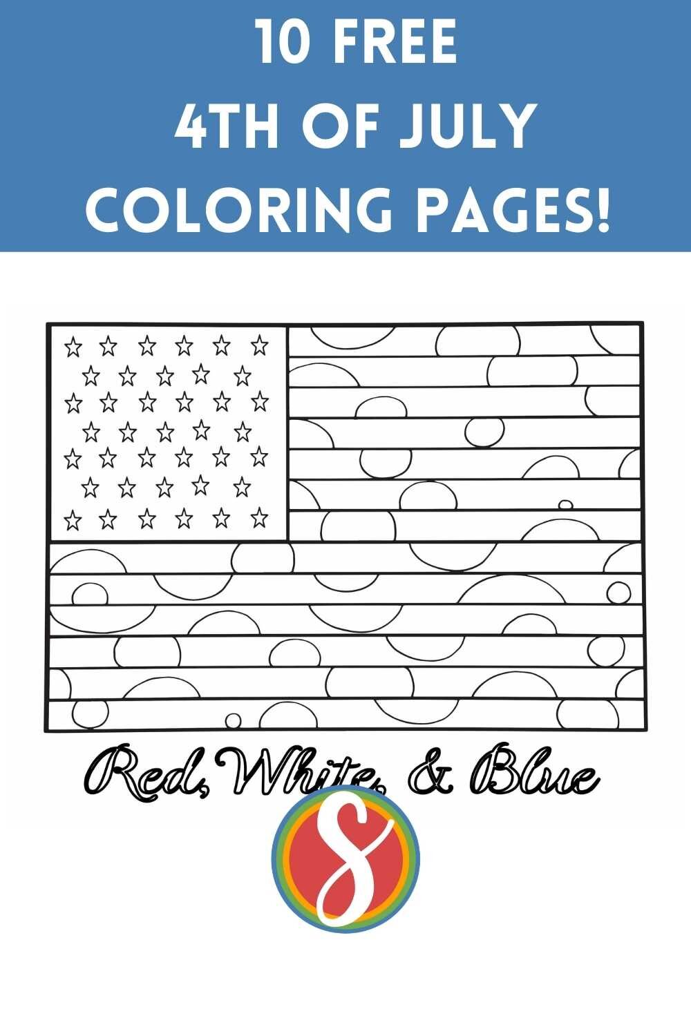 fourth off july coloring page with american flag
