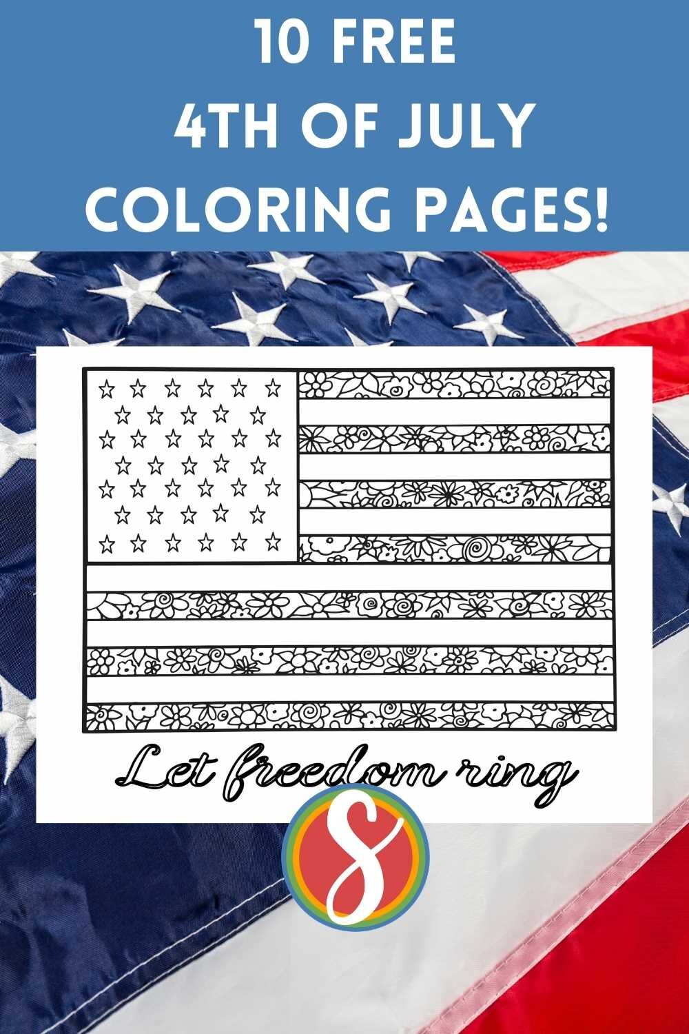 Free printable 4th of July coloring page from Stevie Doodles