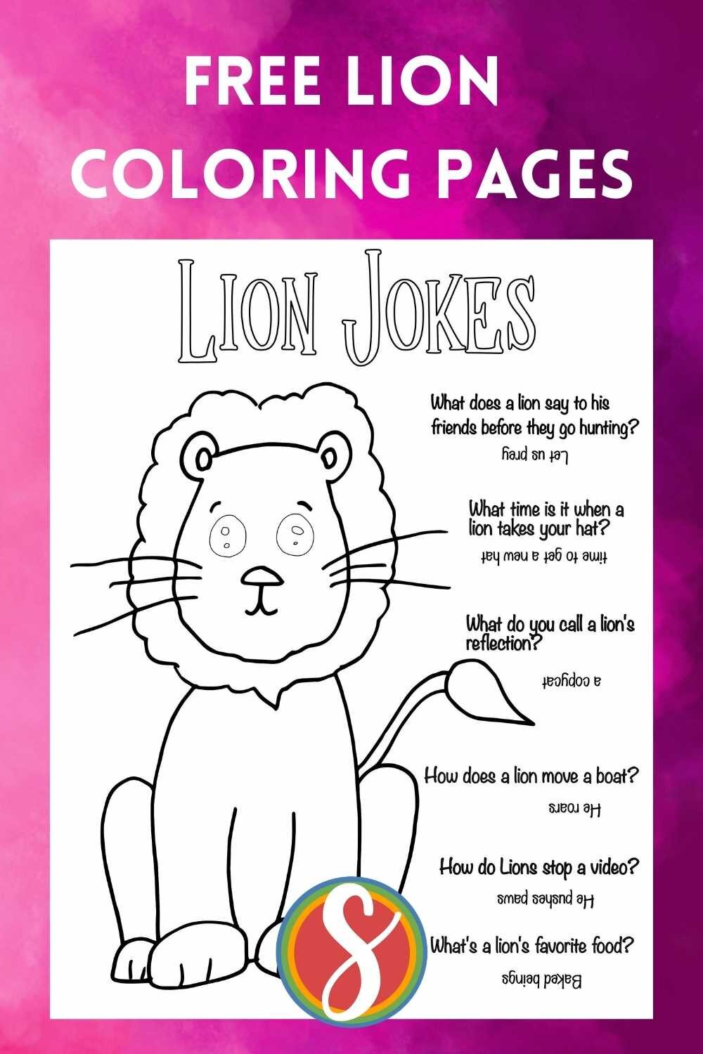 free lion jokes printable coloring sheet