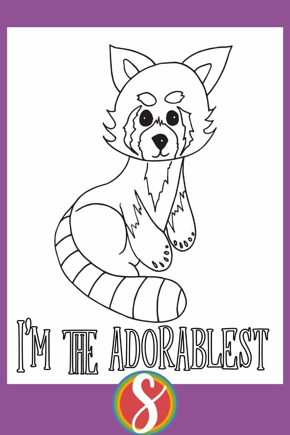 Free printable red panda coloring pages from Stevie Doodles - 4 free sheets with red pandas to print and color