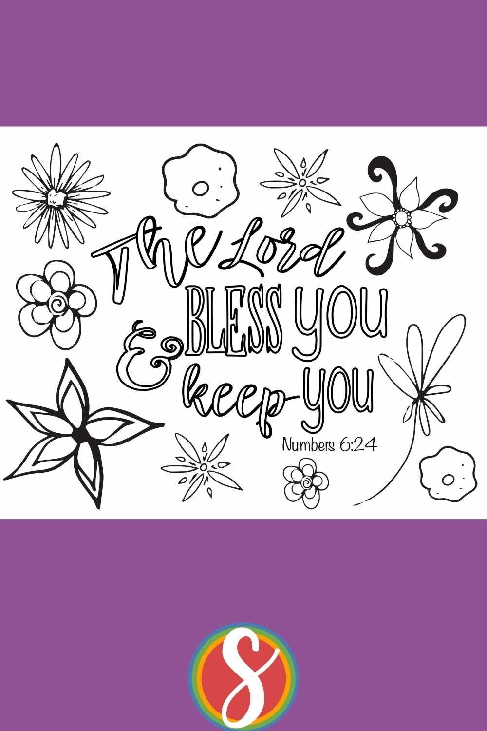 Free Lord Bless You Keep You Scripture Coloring Sheet Stevie Doodles Free Printable Coloring Pages