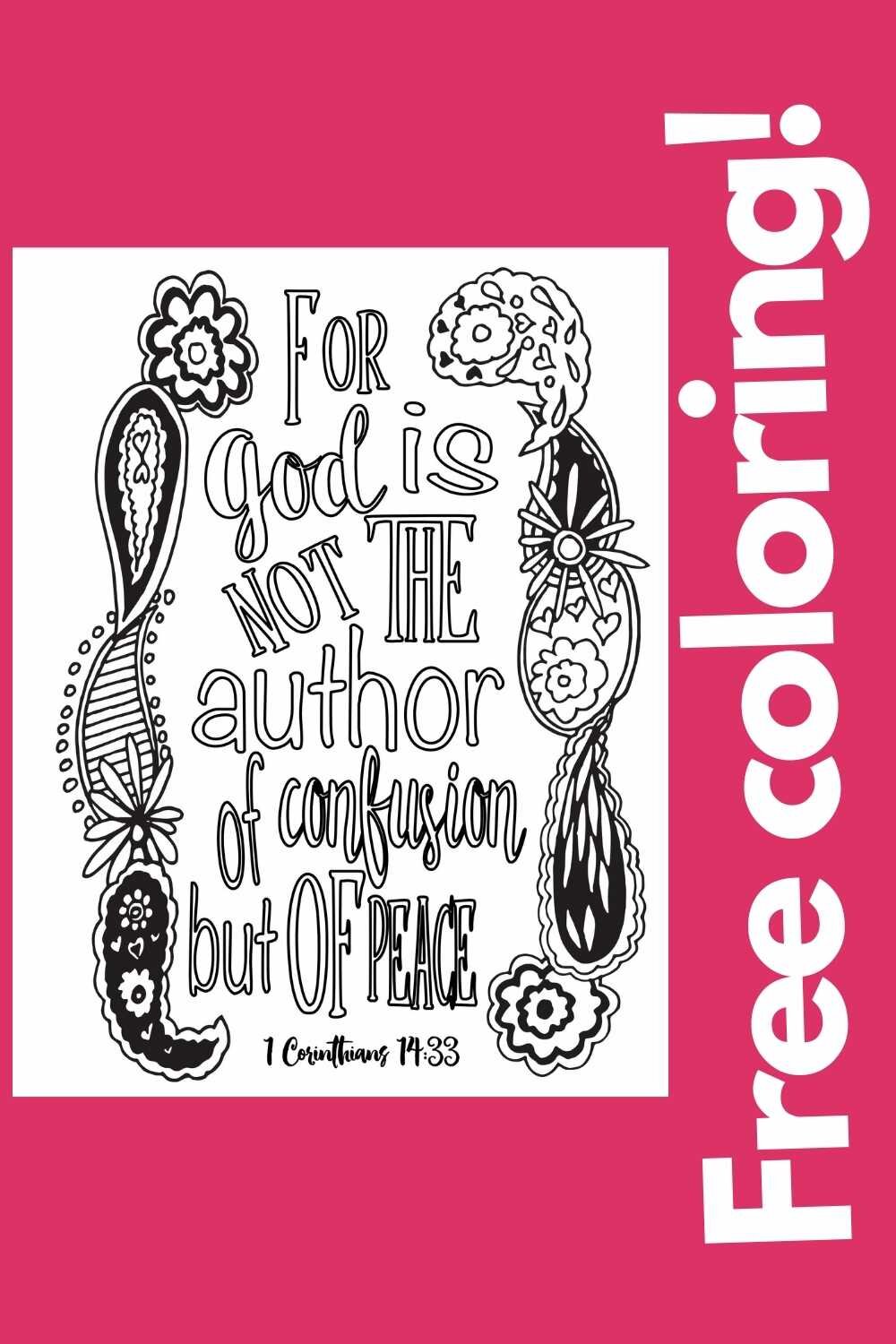 God is not the author of confusion but of peace - 1 Corinthians 14:33 - free coloring page from Stevie Doodles