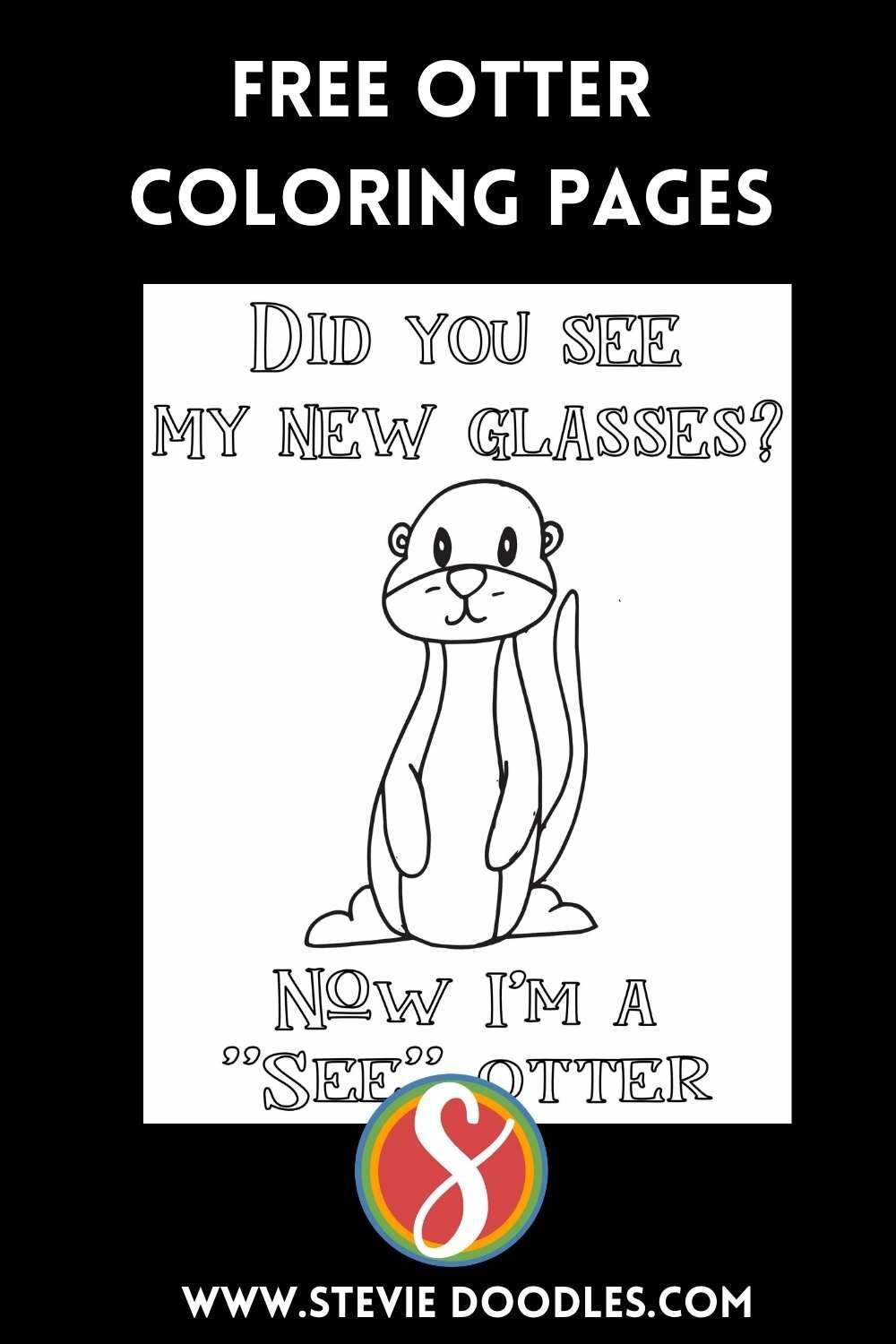 Free otter pun coloring page from Stevie Doodles