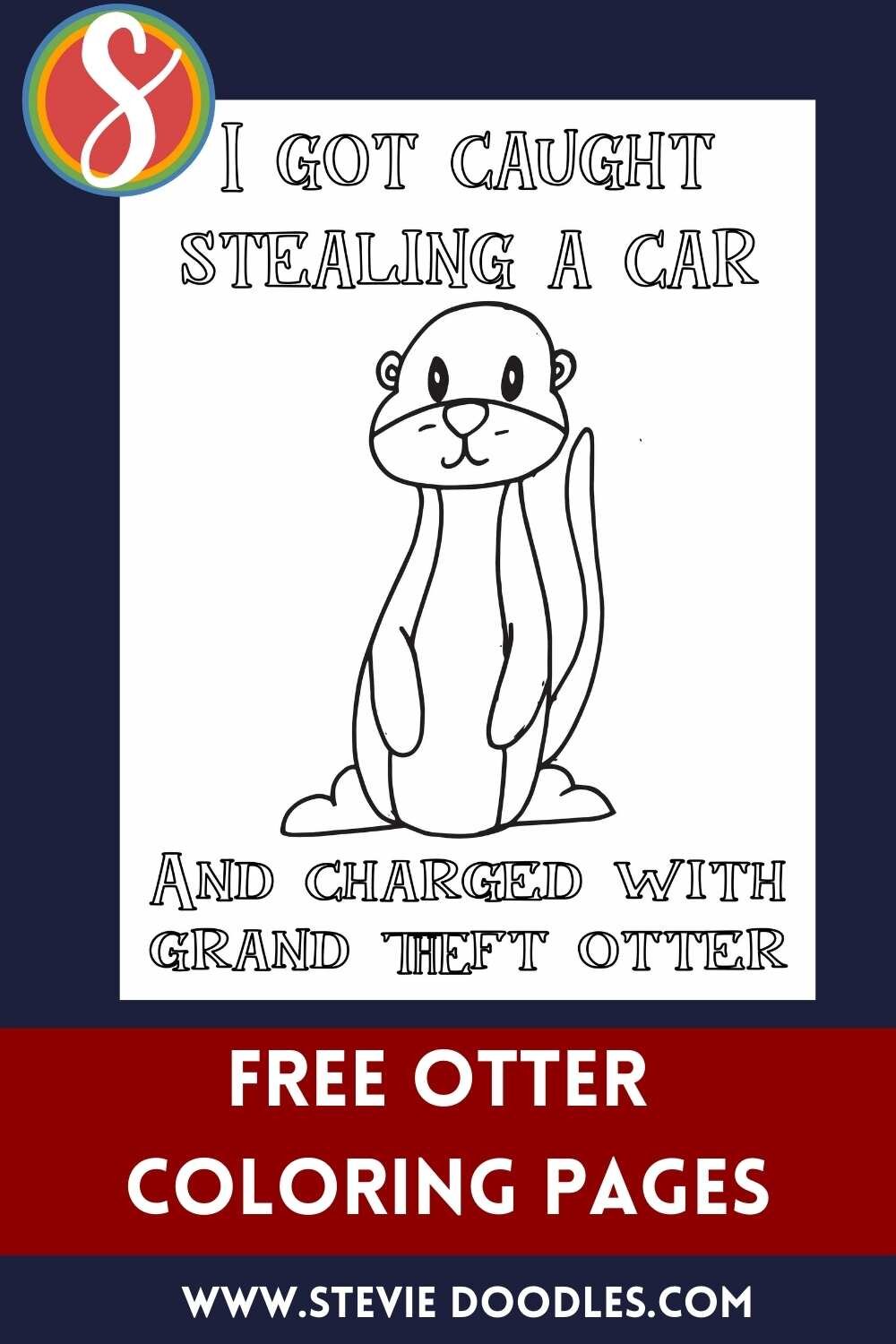 simple otter coloring page with otter joke