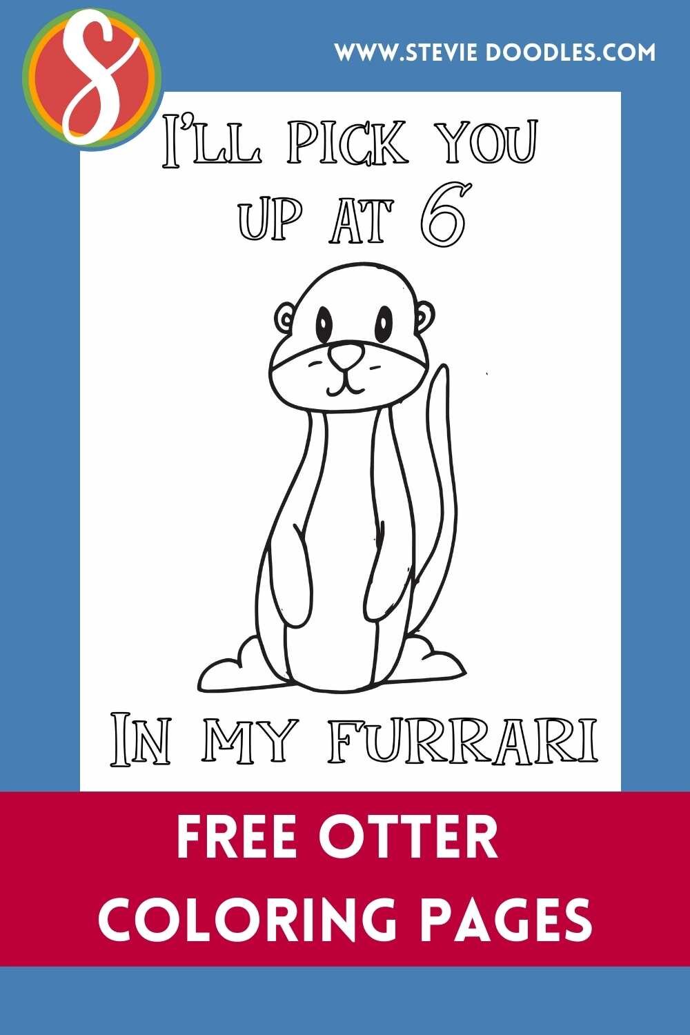 otter coloring page with one otter and one otter pun