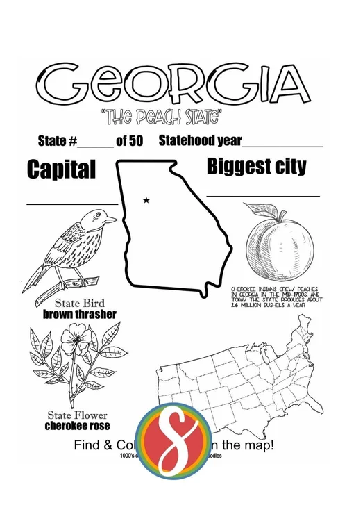Free Georgia Coloring Pages — Stevie Doodles