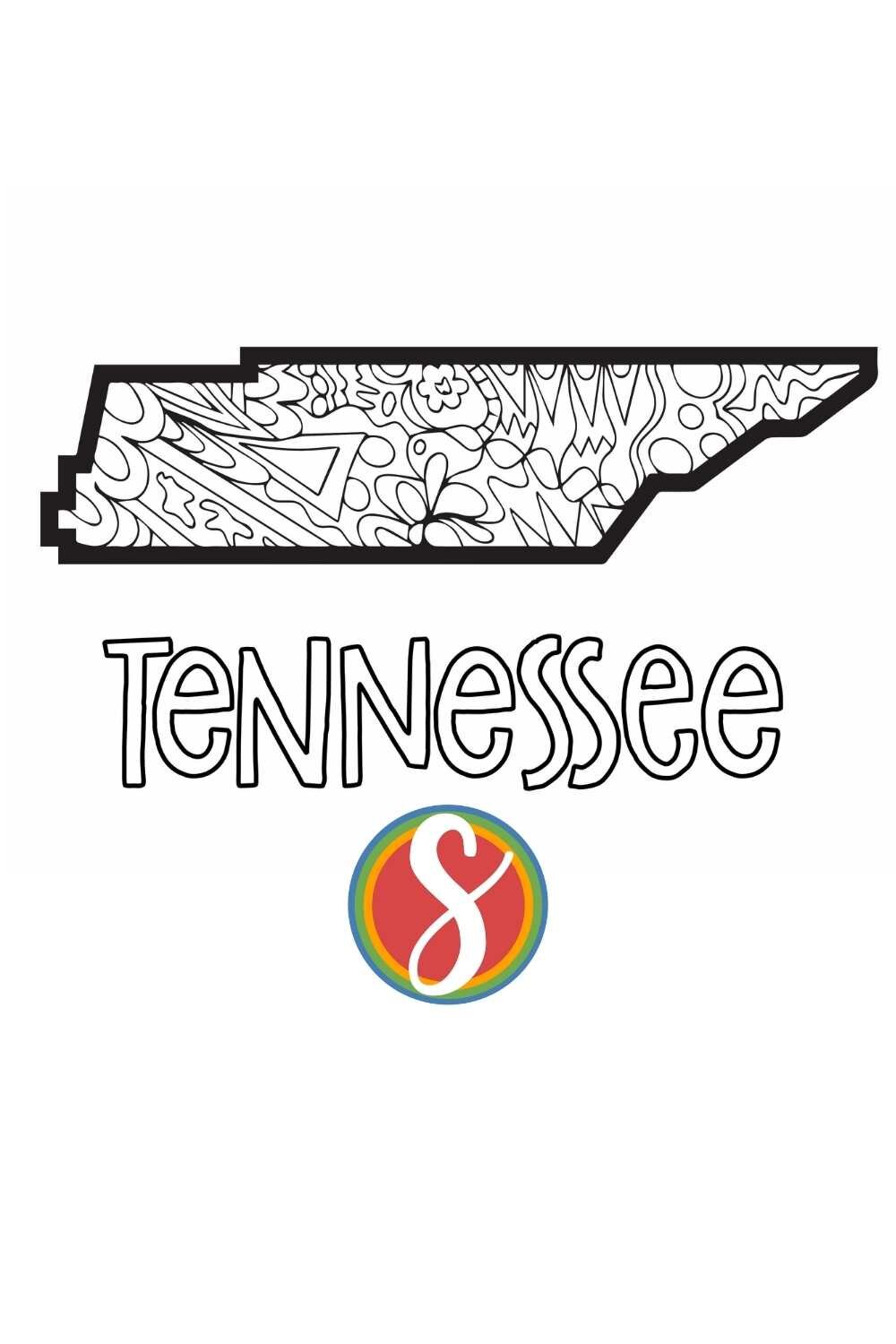 Free printable Tennessee  coloring page from Stevie Doodles - print and color 4 free Tennessee themed activity pages in this post from Stevie Doodles and find your state too!