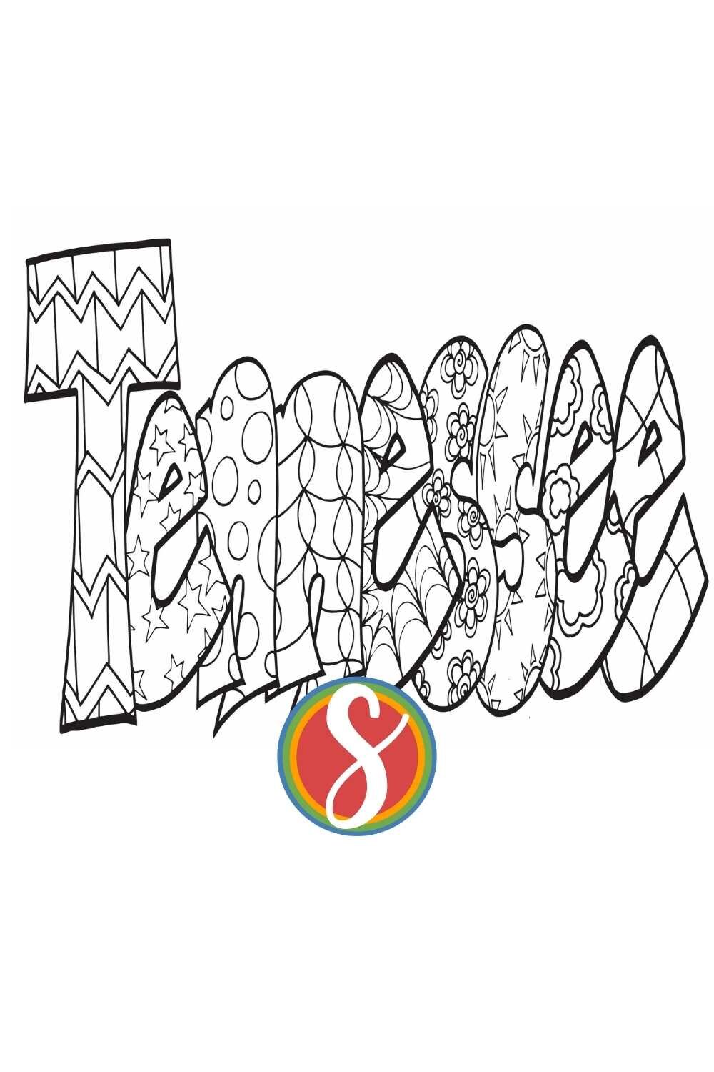 Free printable Tennessee coloring pages from Stevie doodles - 4 free printable sheets to print and color today about your favorite state!