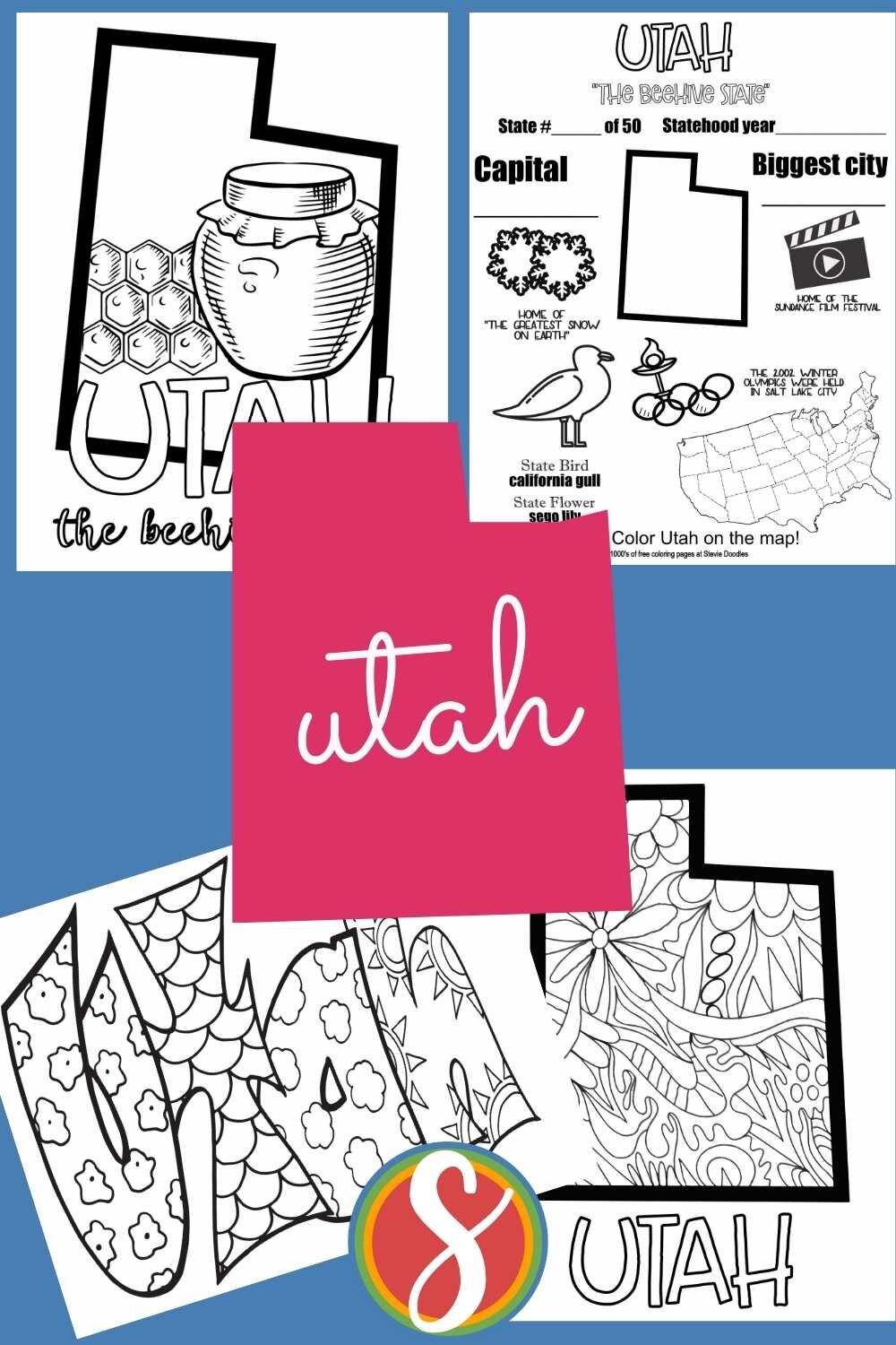 Free 4 Utah coloring pages to print and color from Stevie Doodles - print and color these Utah pages today