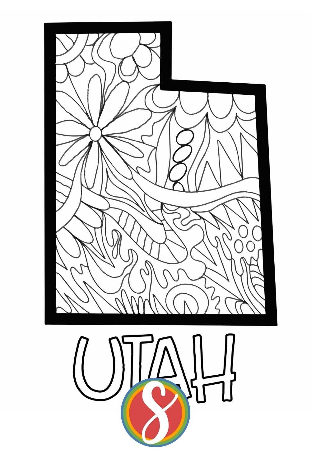 Free printable Utah  coloring page from Stevie Doodles - print and color 4 free Utah themed activity pages in this post from Stevie Doodles and find your state too!