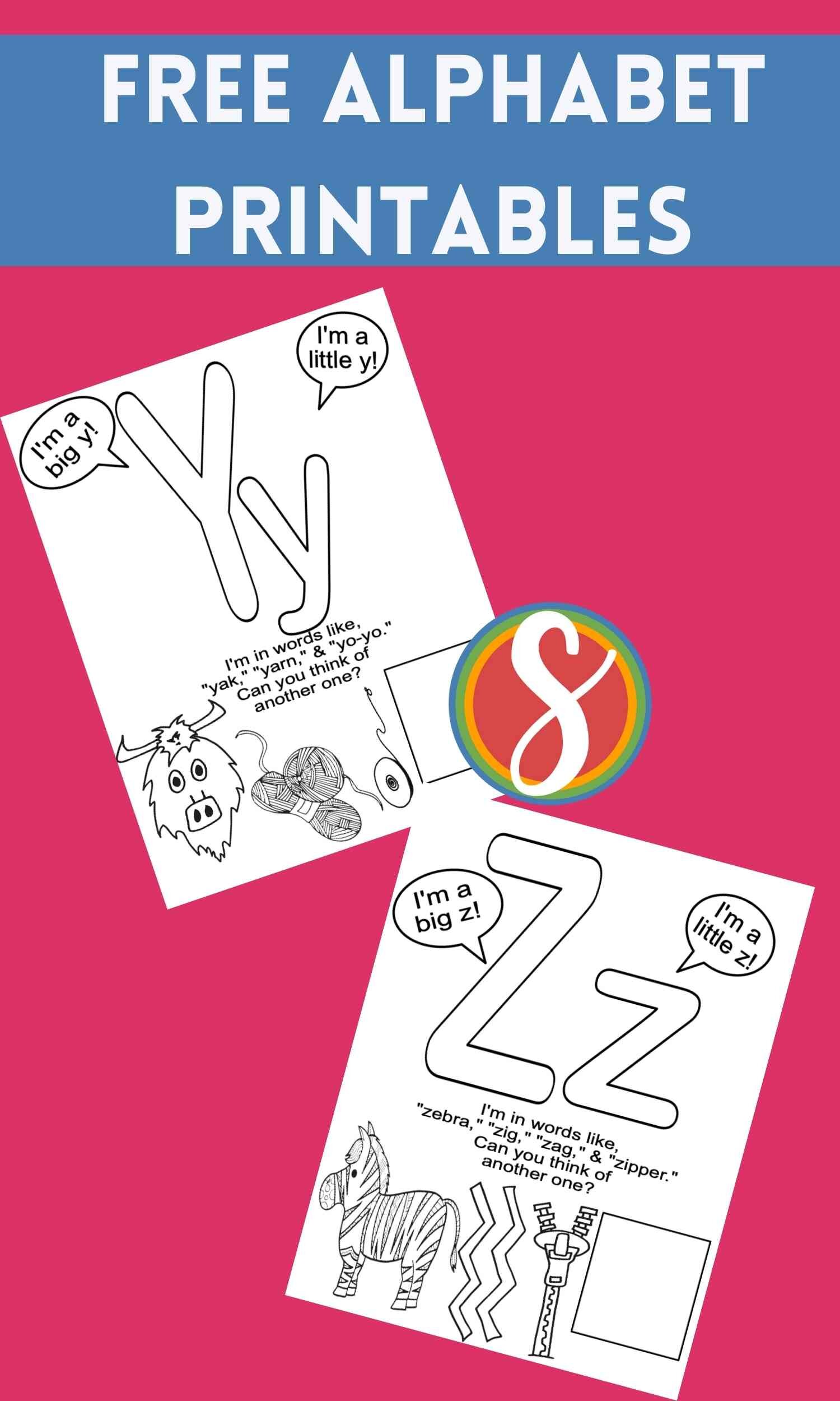 Free! 26 free activity sheets free to print and color from Stevie Doodles - free alphabet printables you can have today for your preschool and/or kindergarten activities