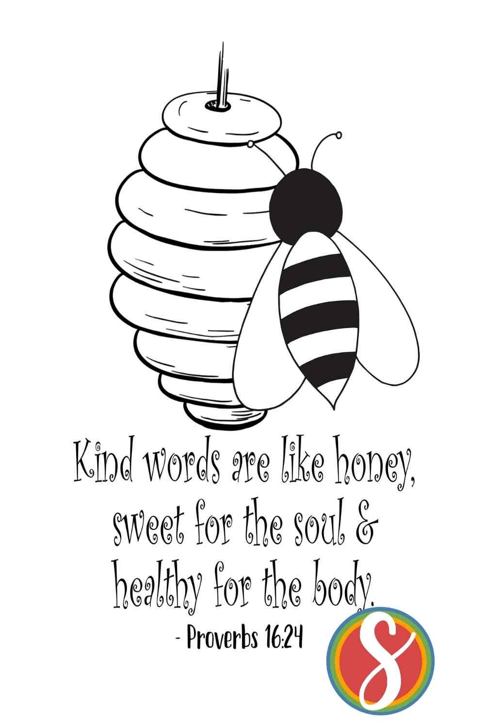 free bee coloring page - kind words like honey.jpg