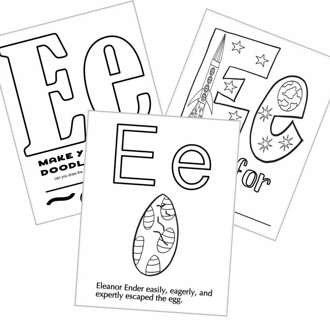 Letter E Coloring Pages