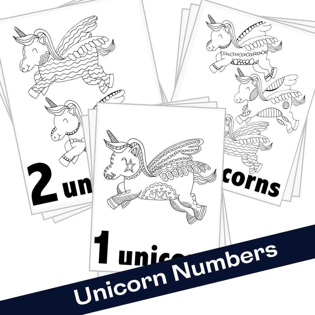 Free Unicorn Numbers Coloring Pages
