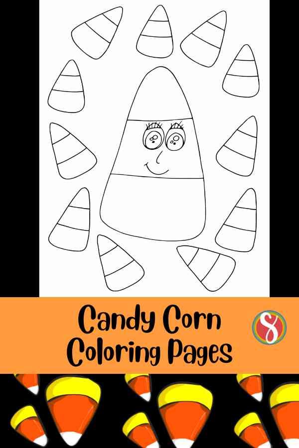 a candy corn with a face to color