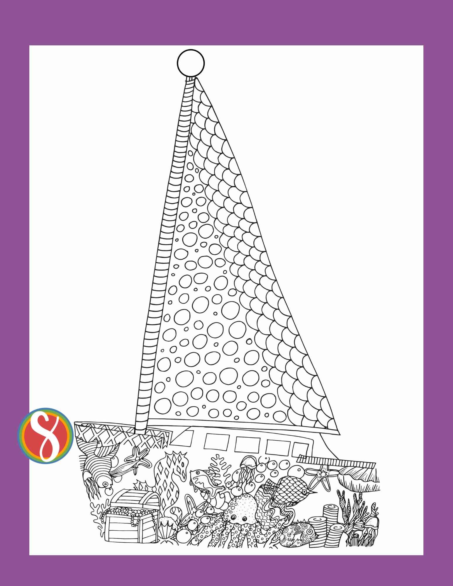 a sailboat coloring page for adults