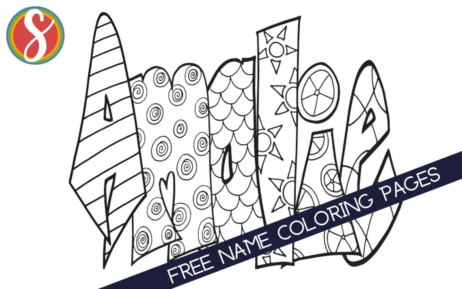 colorable "Amalie" name coloring pages