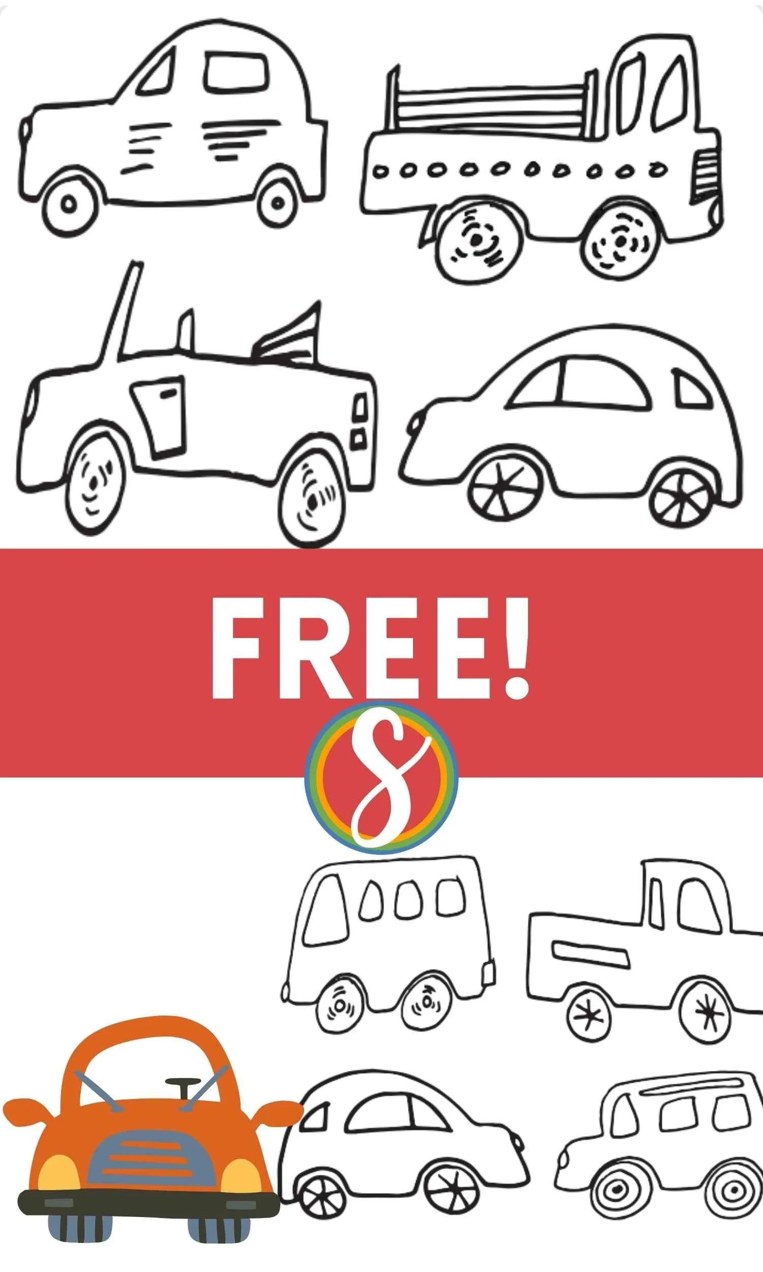 Free Simple Car Coloring Pages — Stevie Doodles