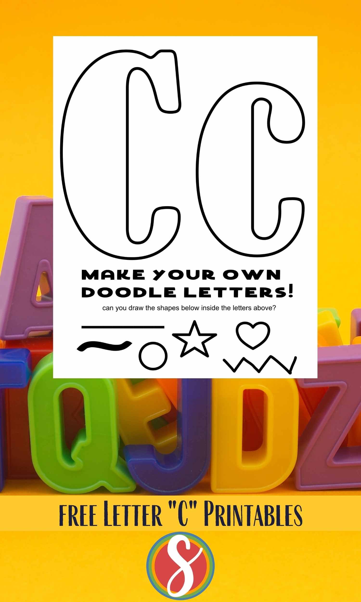 bubble letter c's, blank, with invitation to fill with your own doodle designs