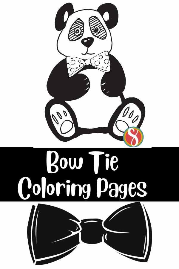 panda wearing a bow tie coloring page