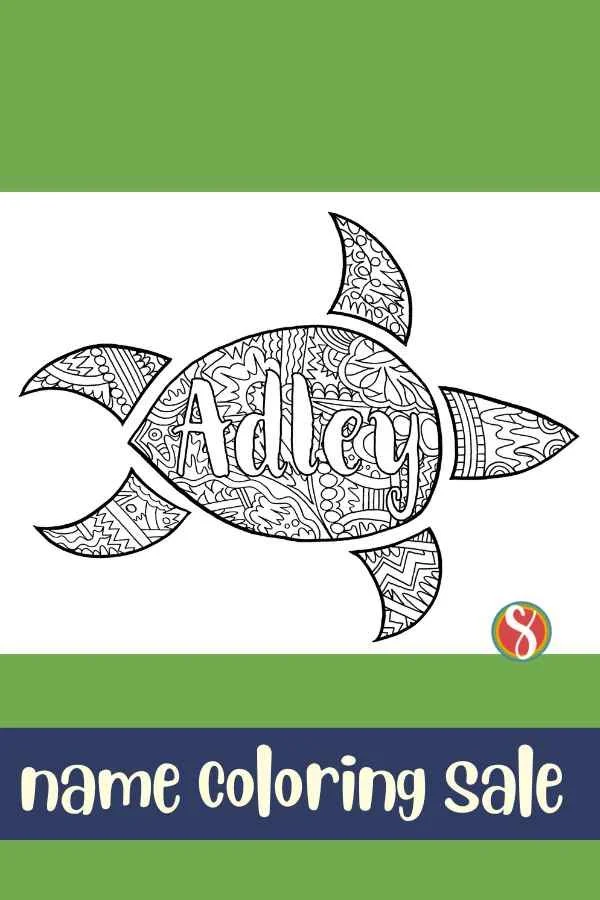 Adley Turtle Zentangle Coloring Page