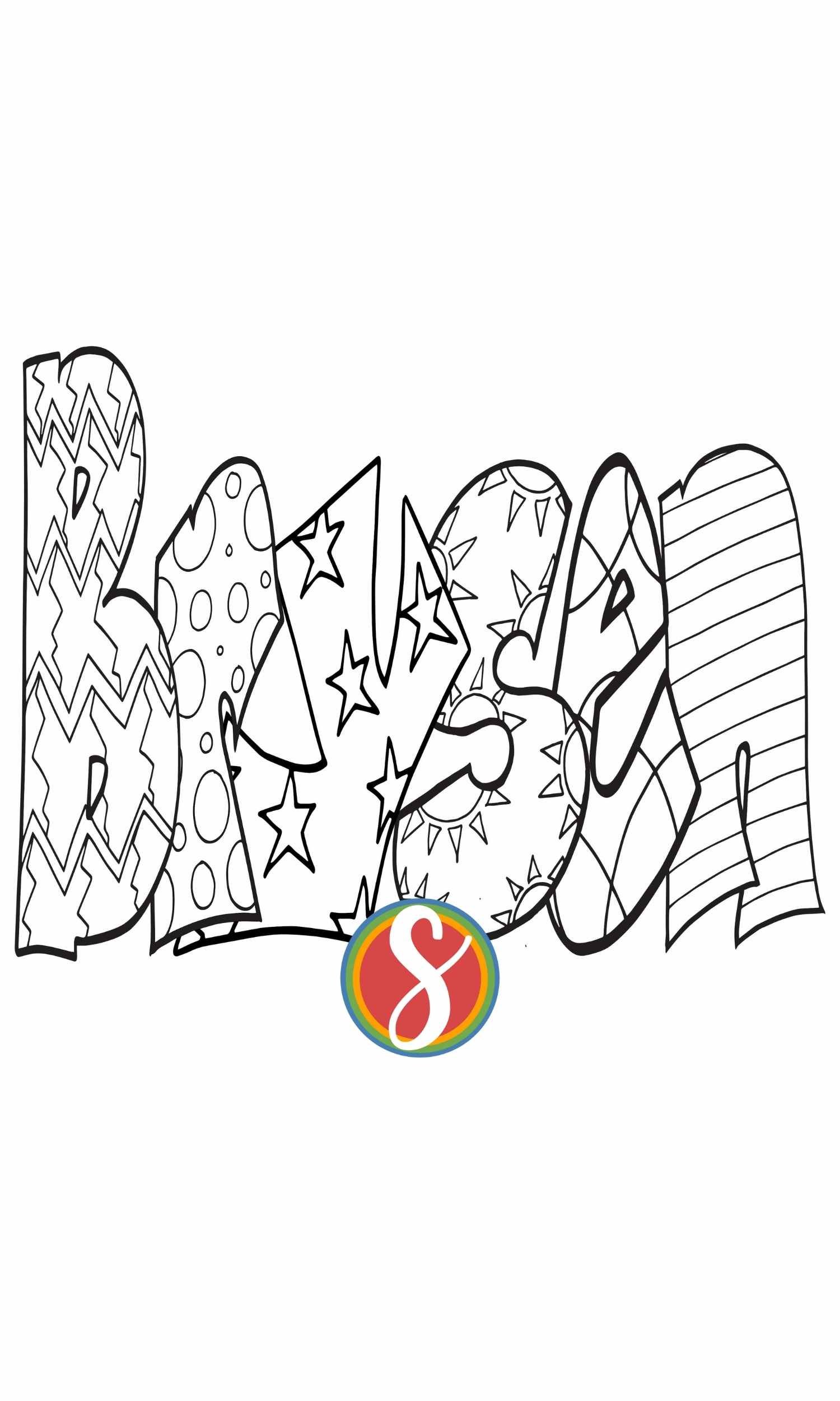 BRYSEN Free Name Coloring Page — Stevie Doodles