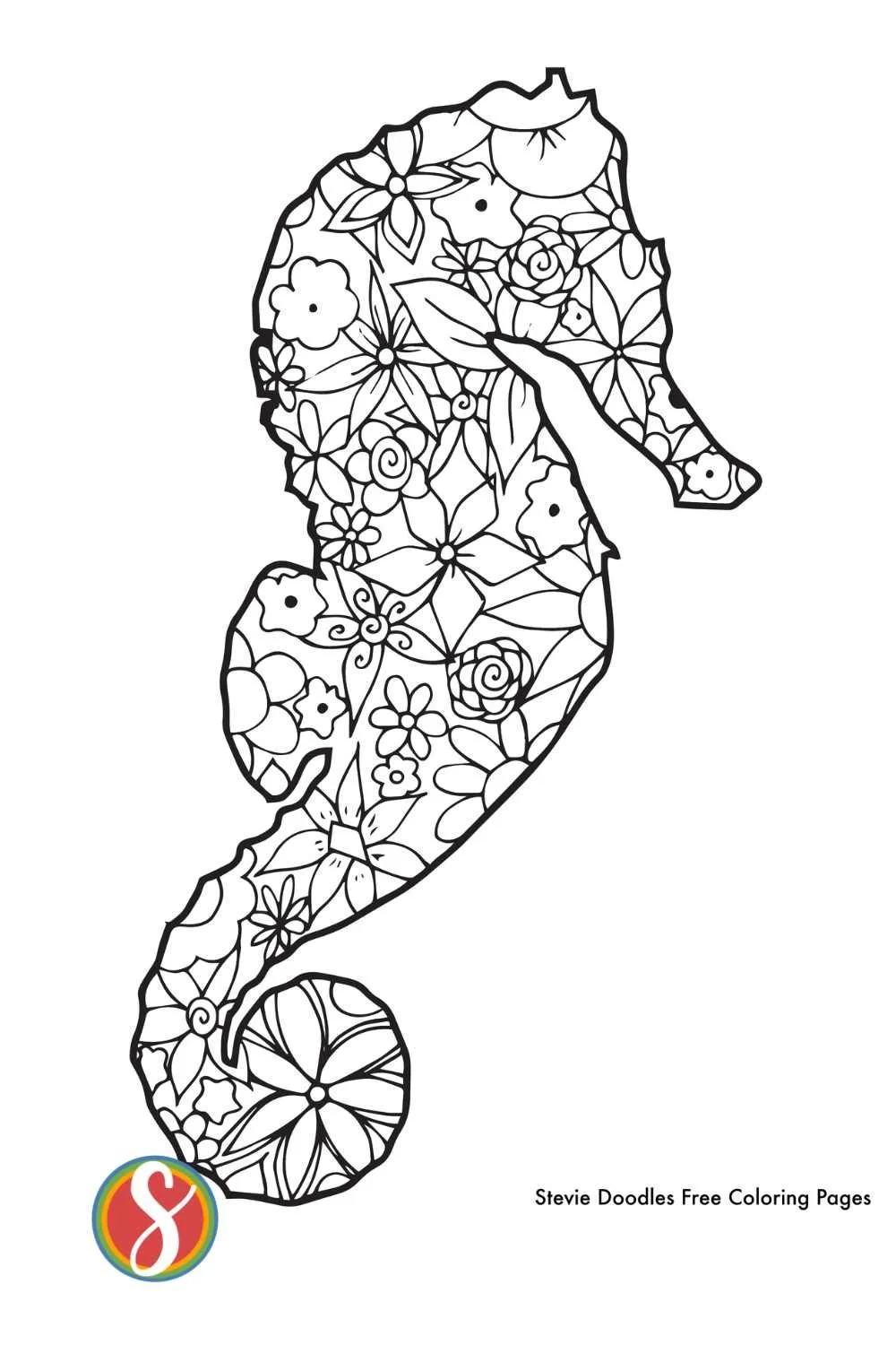 Free Seahorse Printable Coloring Page — Stevie Doodles