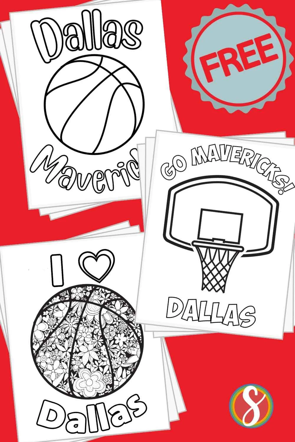collage of dallas mavericks coloring pages