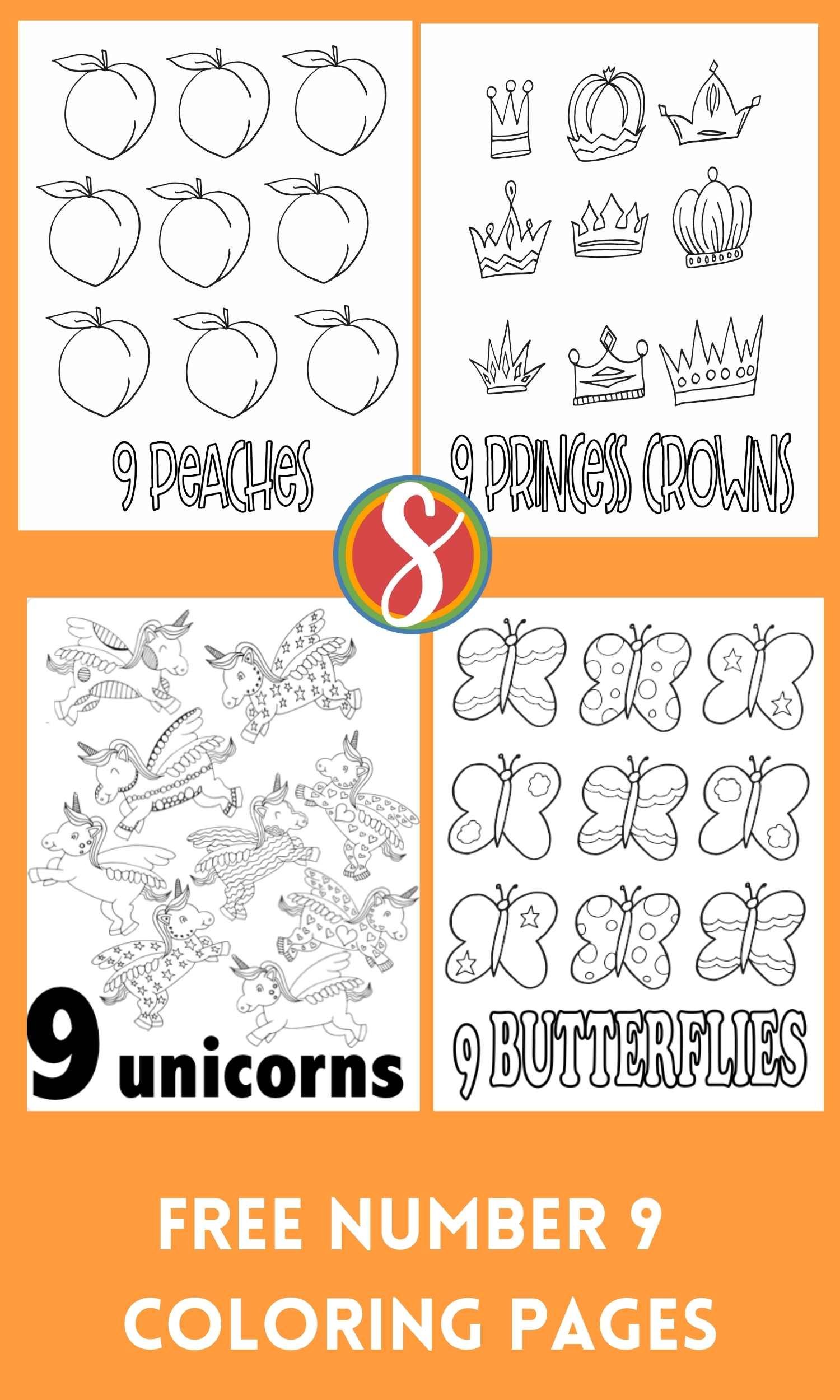 10 Free Number 9 Coloring Page Printables — Stevie Doodles