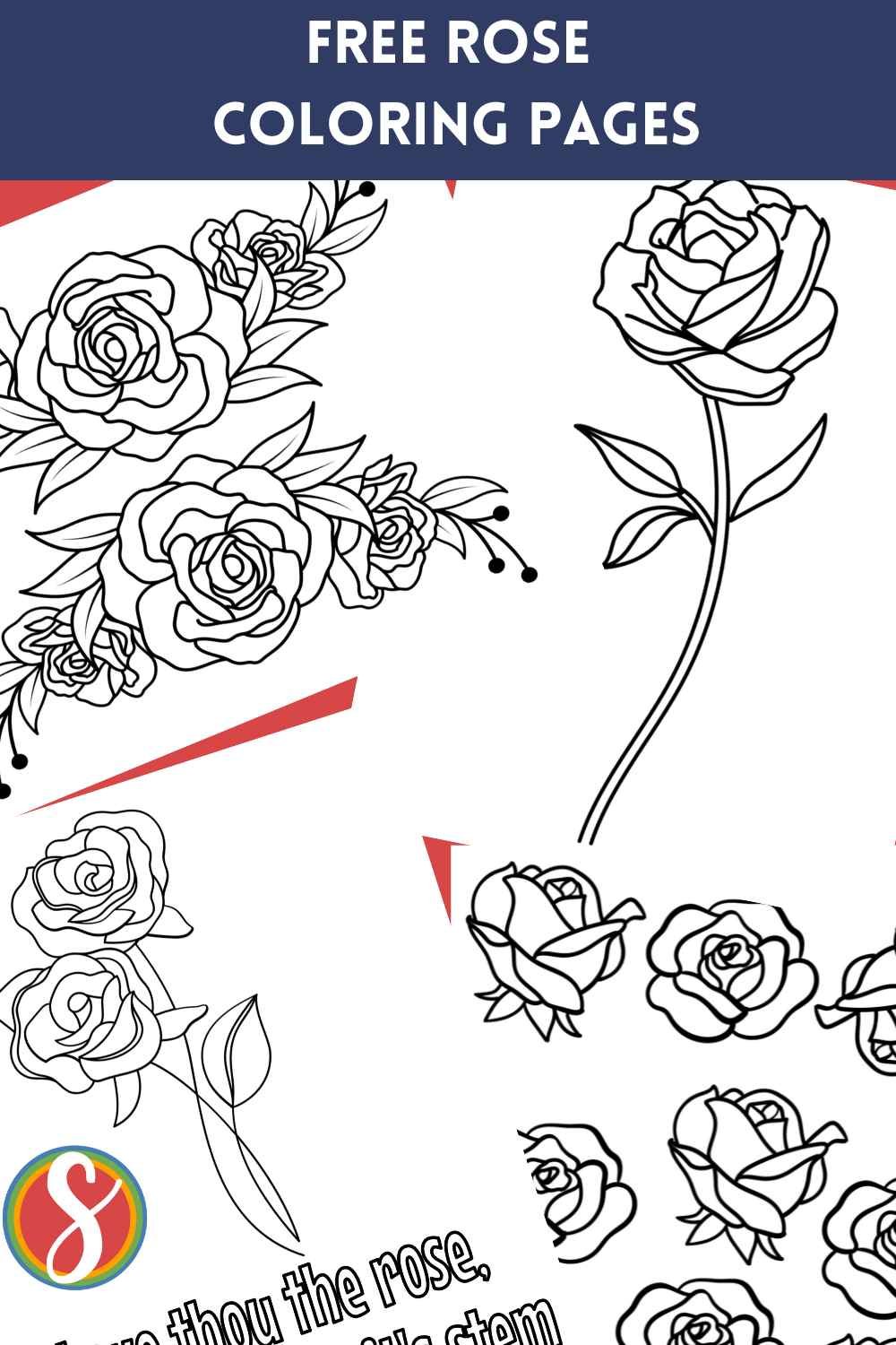 collage of rose coloring pages