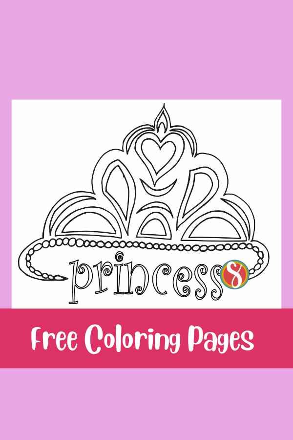 pretty colorable tiara and colorable text "princess"