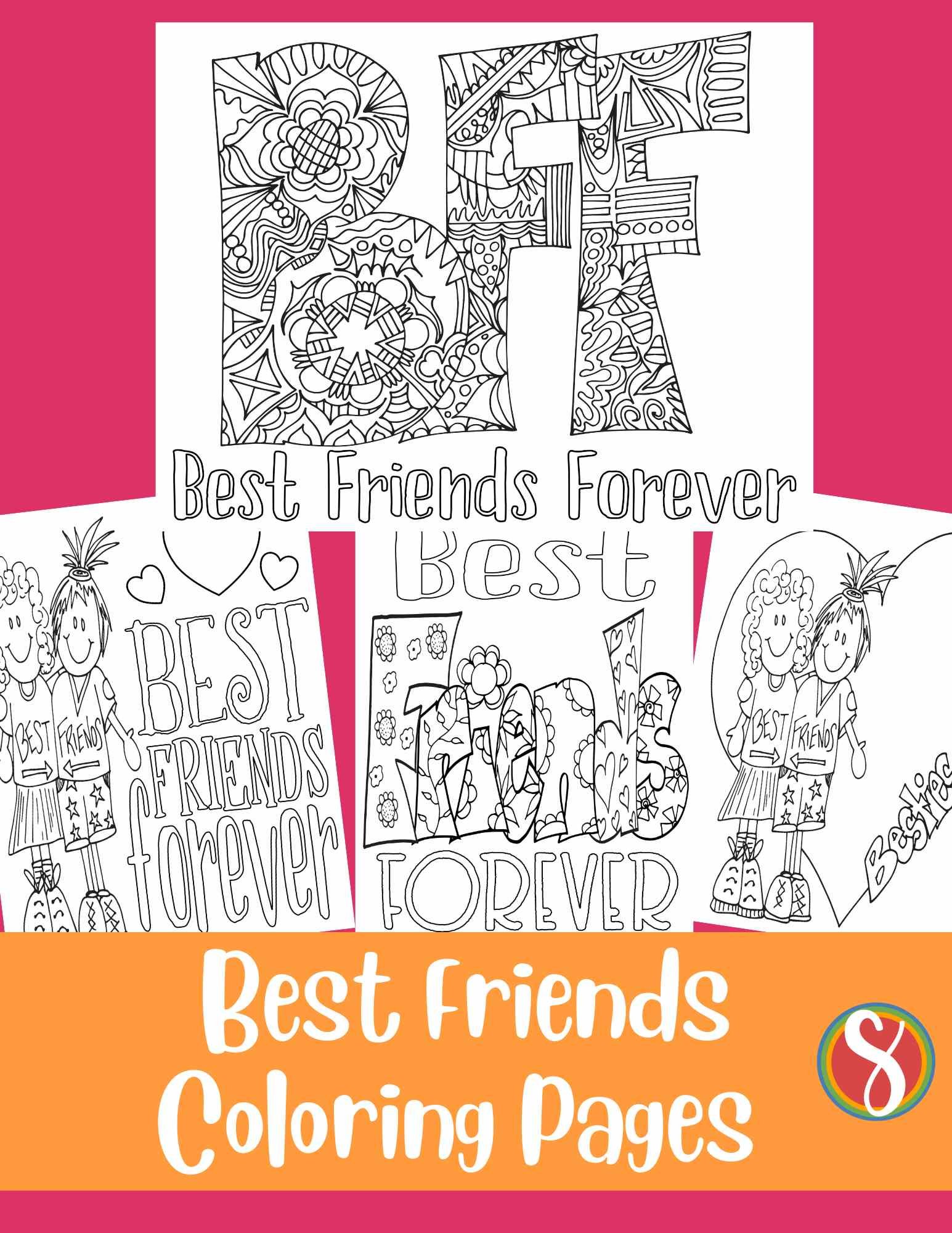 collage of best friend coloring pages