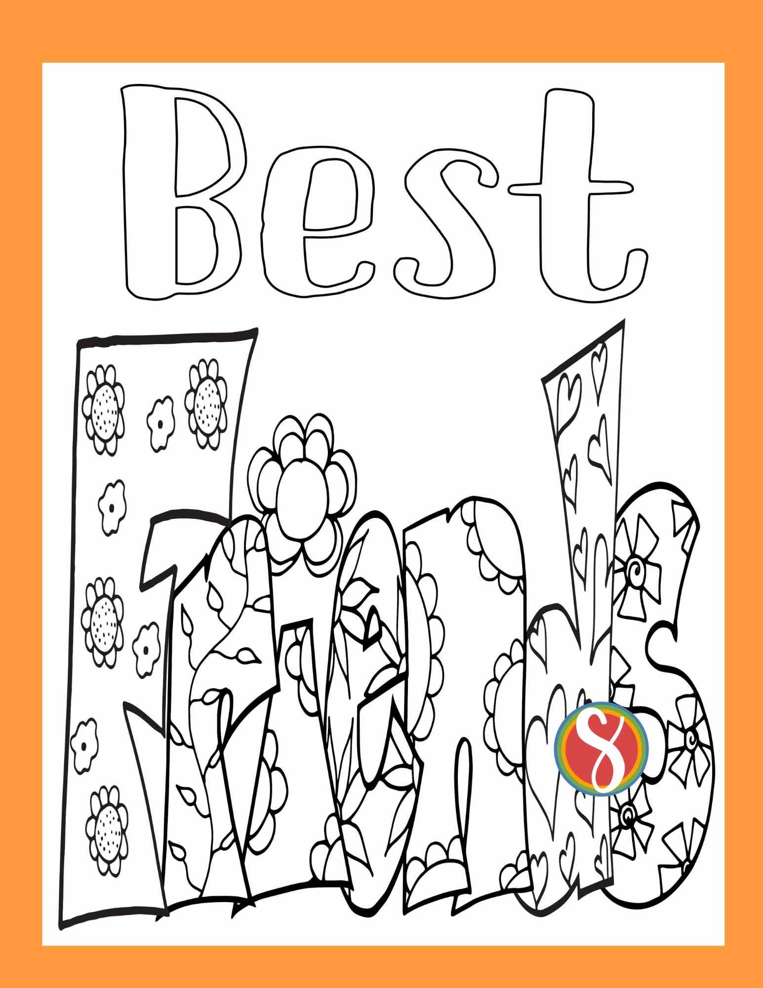Free Best Friends Coloring Pages — Stevie Doodles