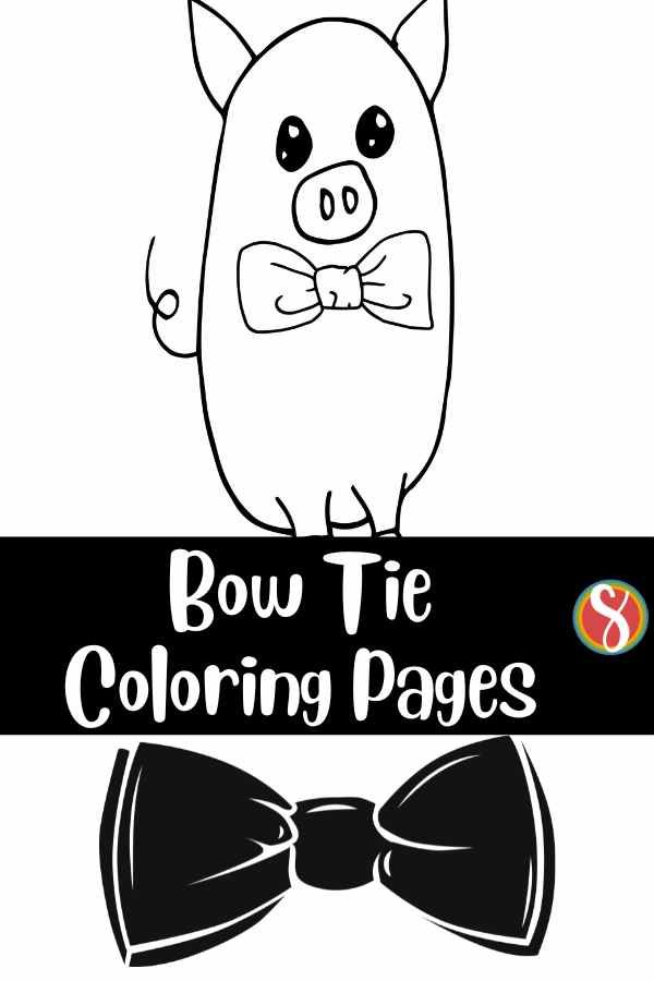 pig wearing a bow tie coloring page