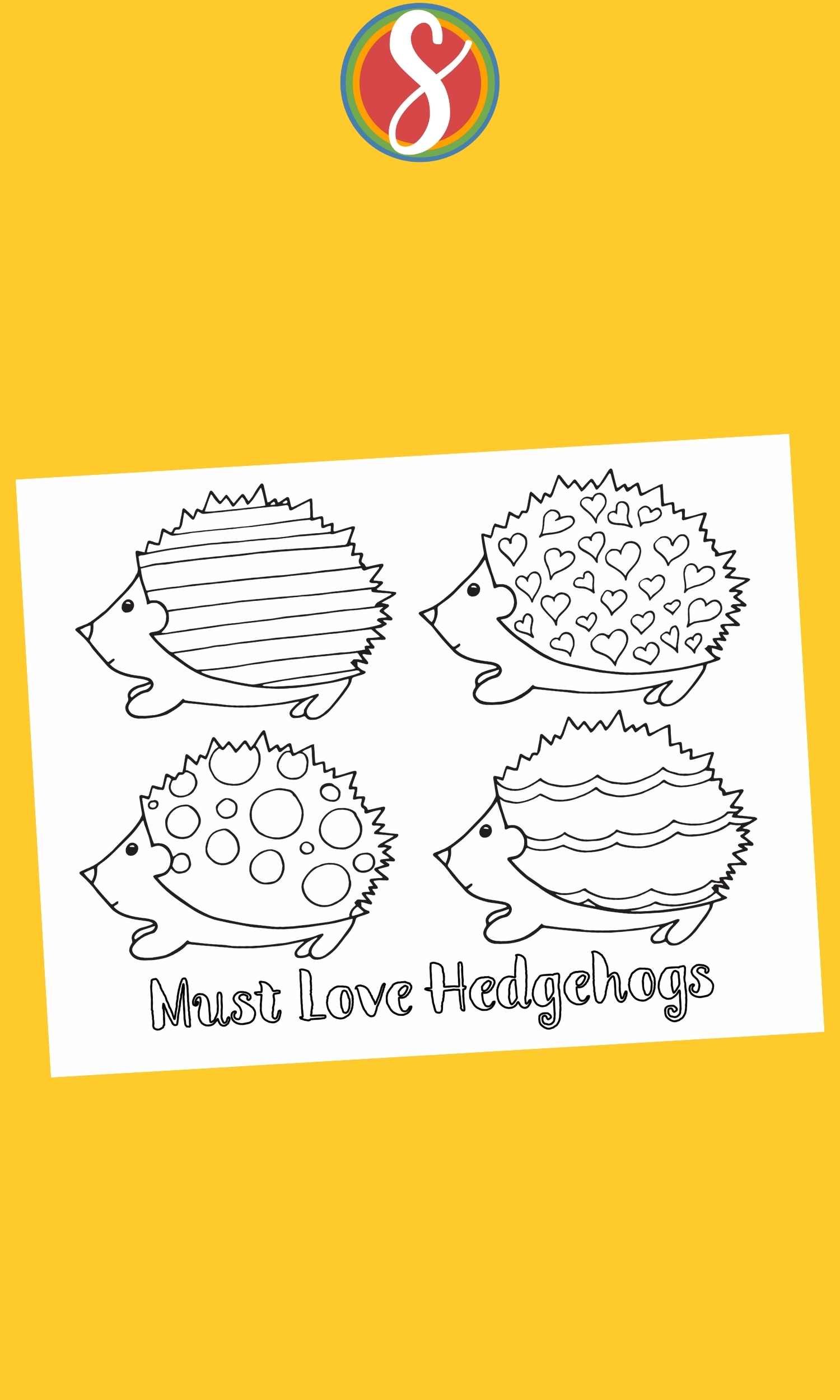 4 little doodles hedgehogs coloring page