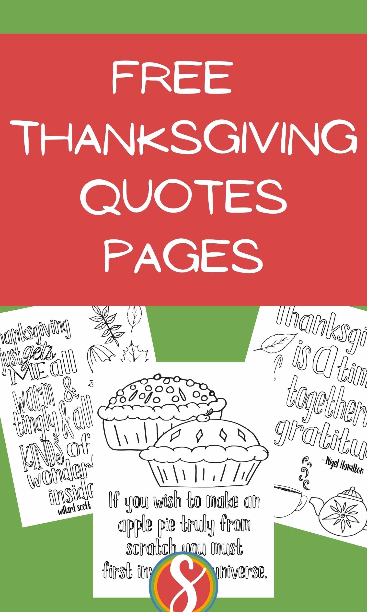 collage of thanksgiving quote coloring pages