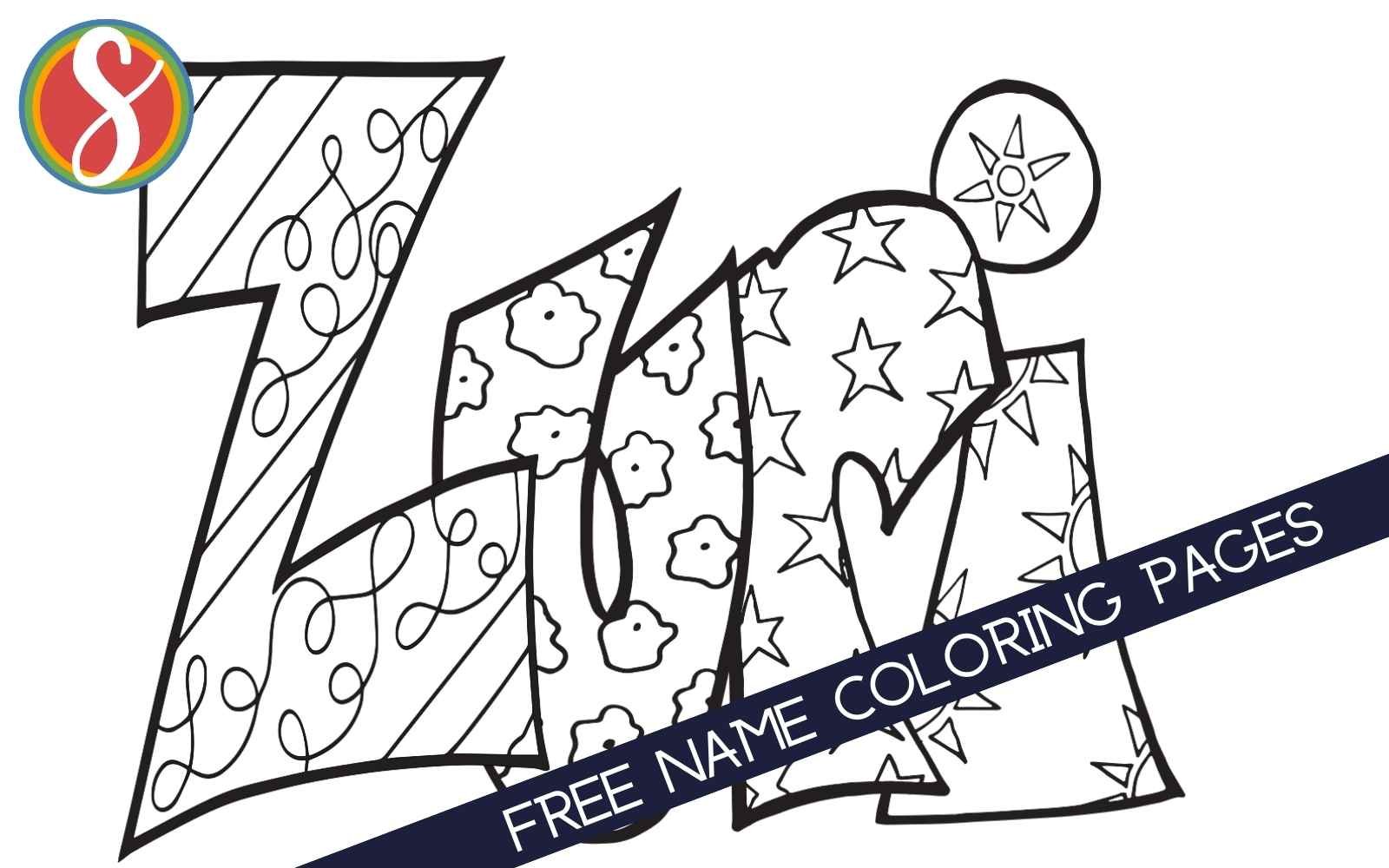 colorable "Zuri" name coloring pages
