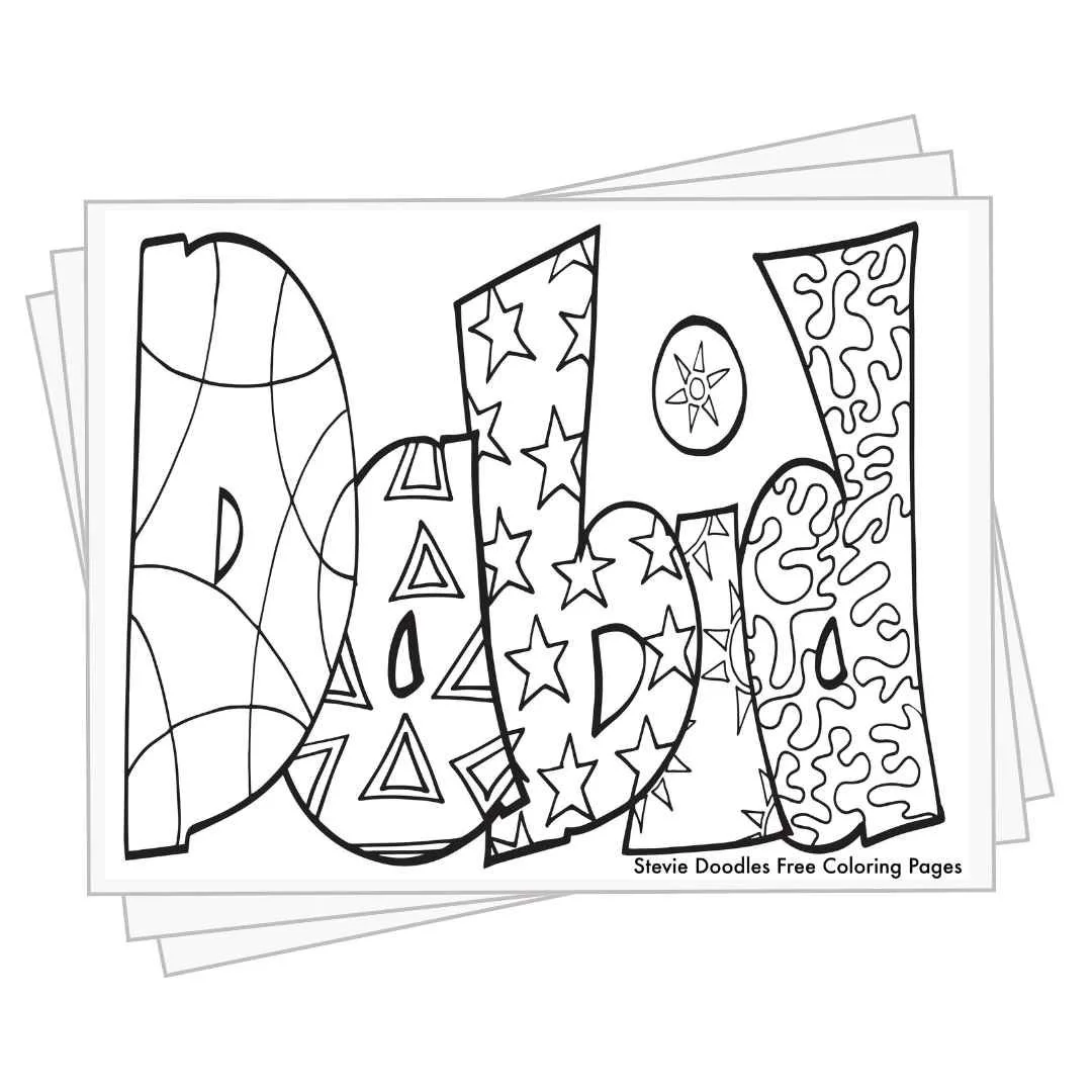 bubble letters "Dabid" with doodles inside to color