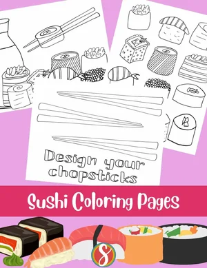 Free Sushi Coloring Pages — Stevie Doodles