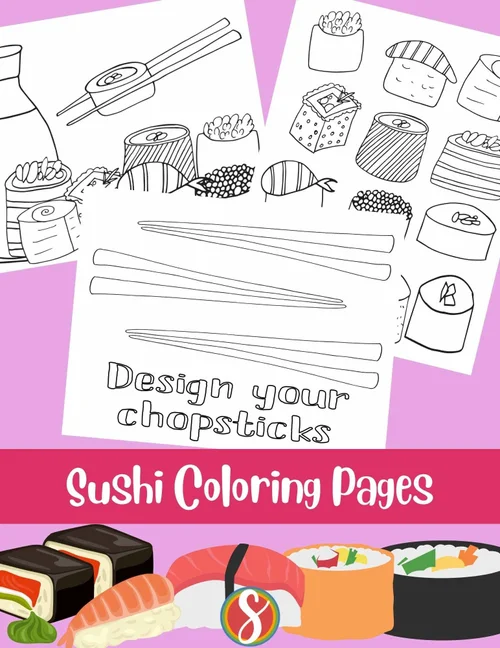 Free Sushi Coloring Pages — Stevie Doodles
