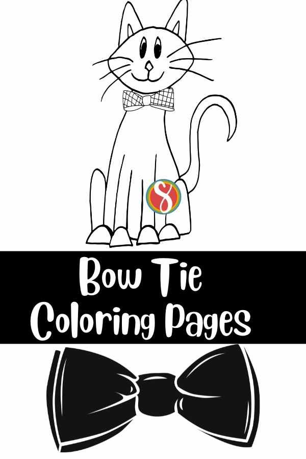 cat wearing a bow tie coloring page
