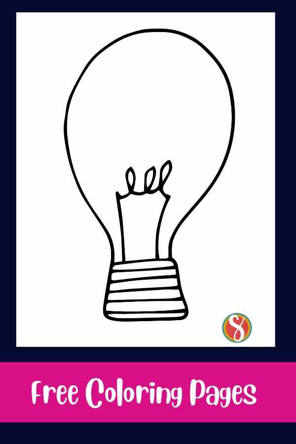 a lightbulb coloring page, one lightbulb, 3 coils