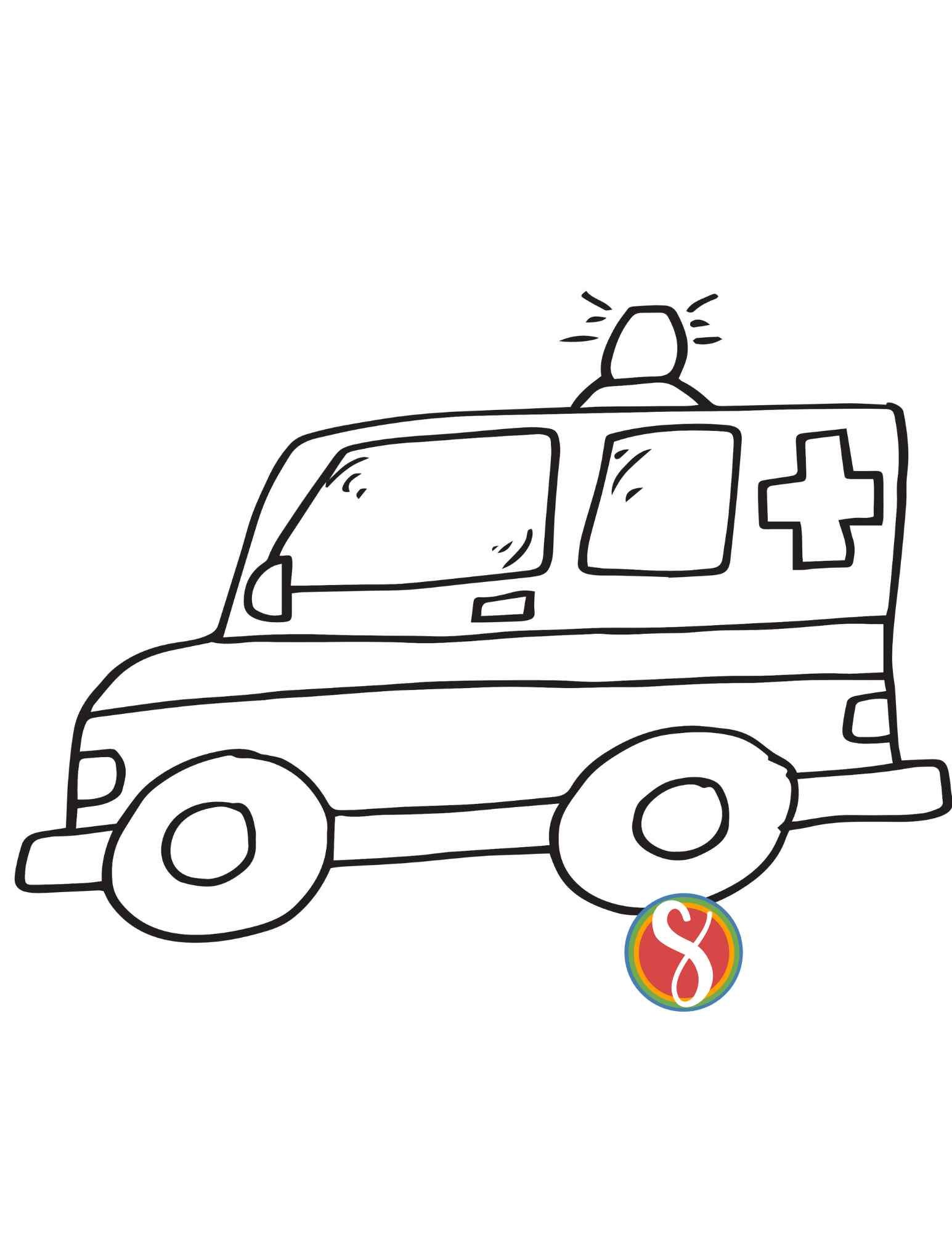 simple drawing of an ambulance to color