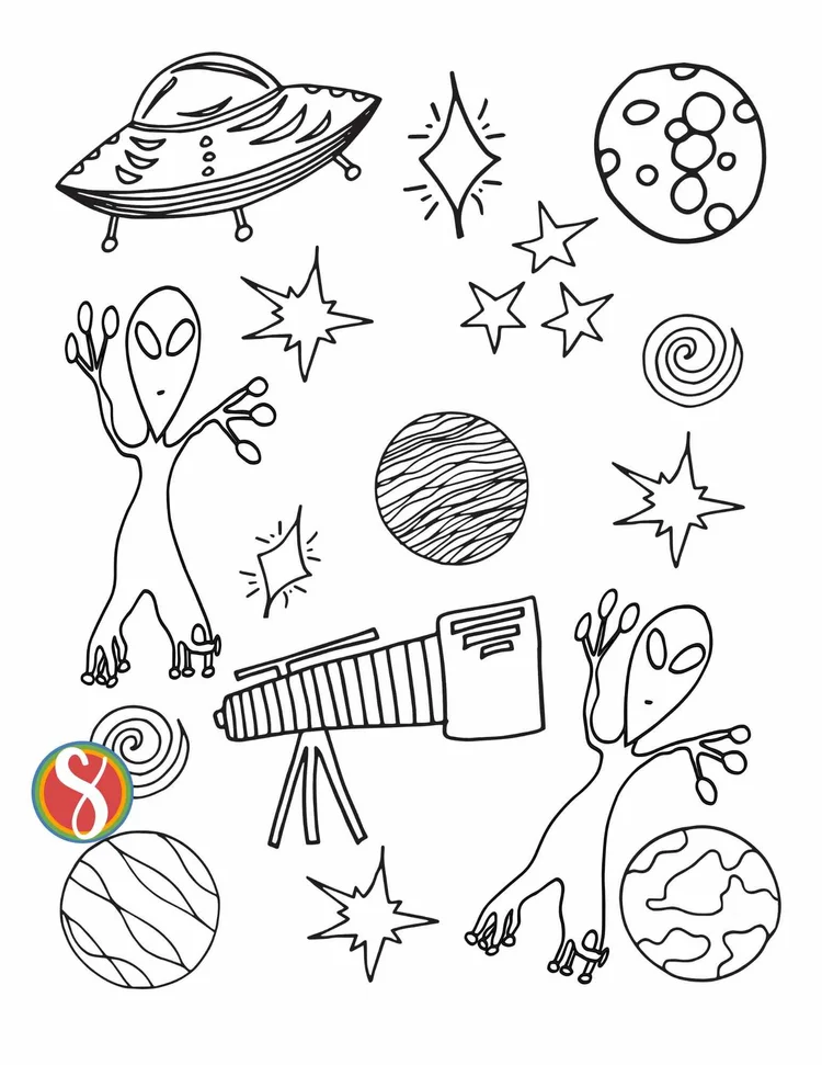 10 Aesthetic Alien Coloring Pages for Outer Space Fans: Unleash Your Imagination in the Cosmos