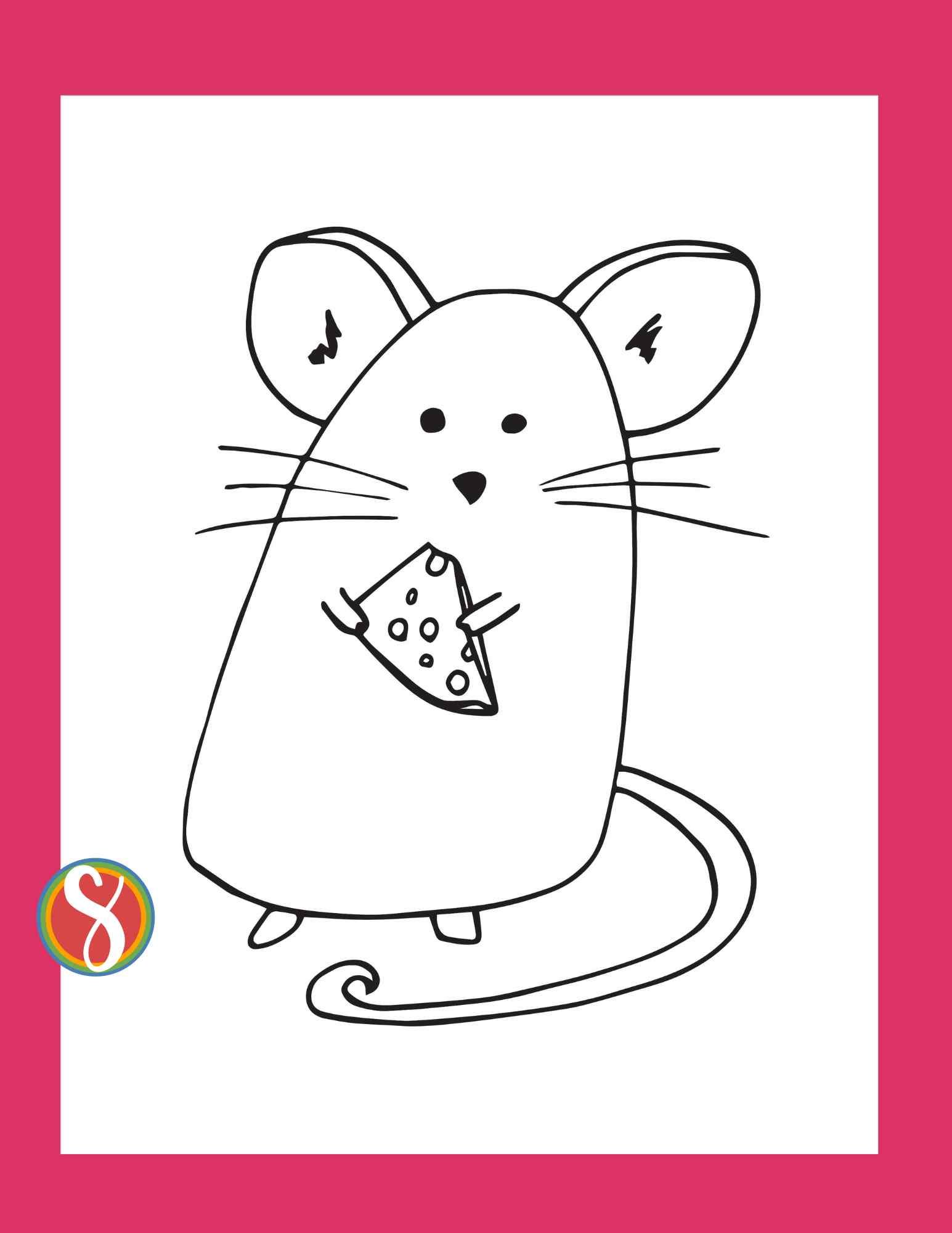 simple mouse holding cheese to color