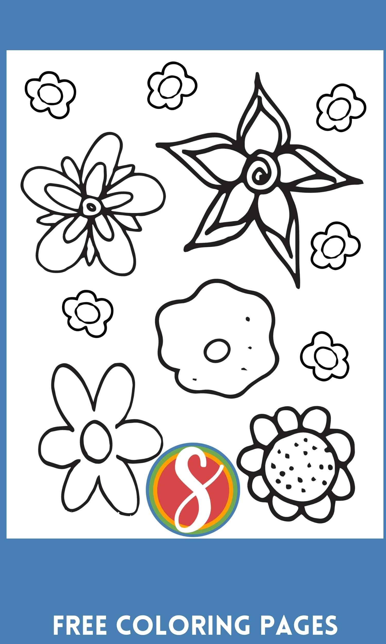 a bunch of tiny flowers on a coloring page