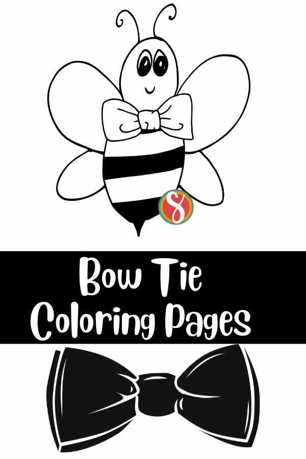 a bee with a bow tie drawing to color