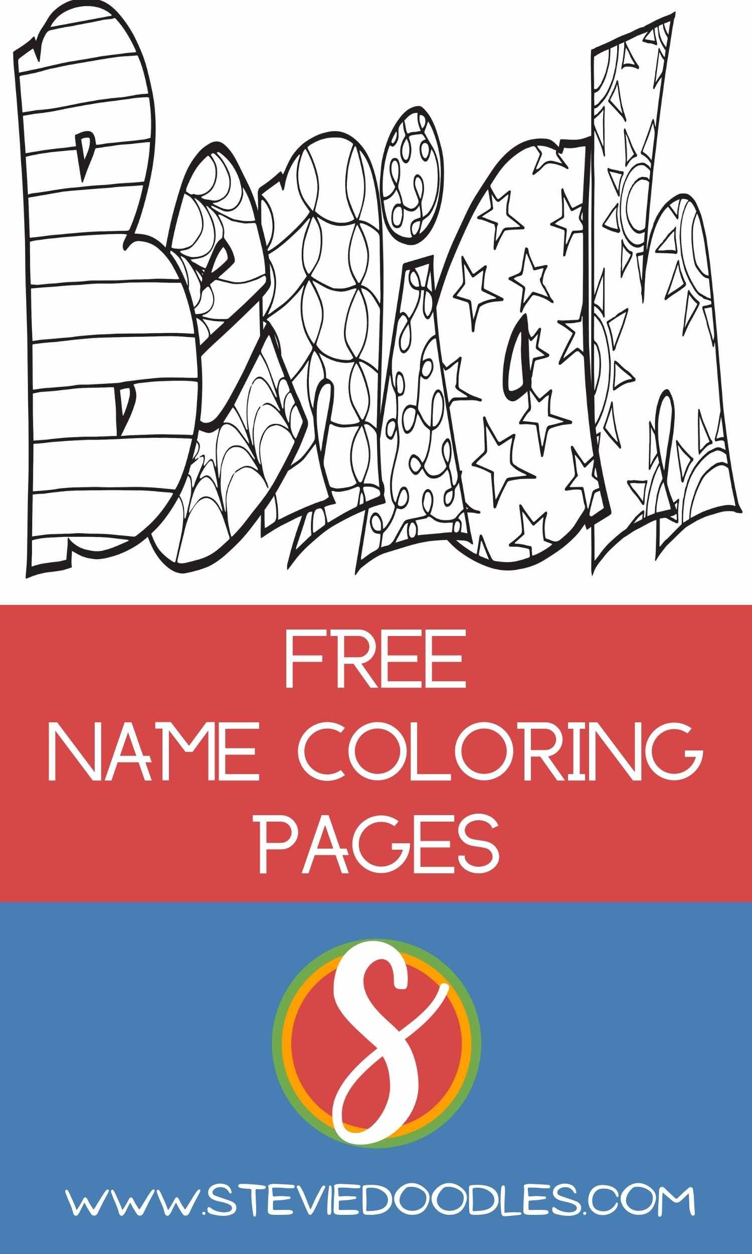 BENIAH Free Name Coloring Page — Stevie Doodles