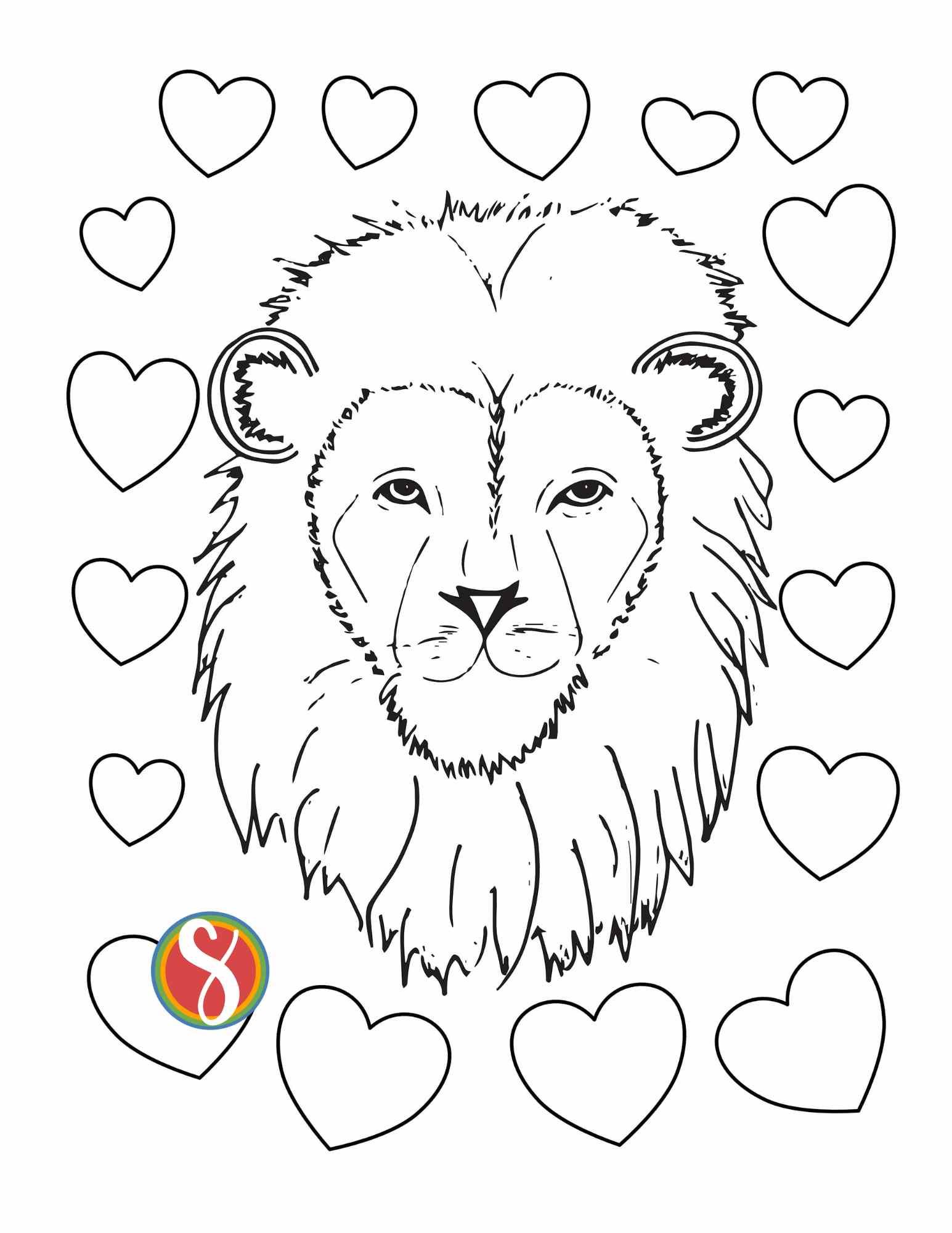 valentine coloring pages lion